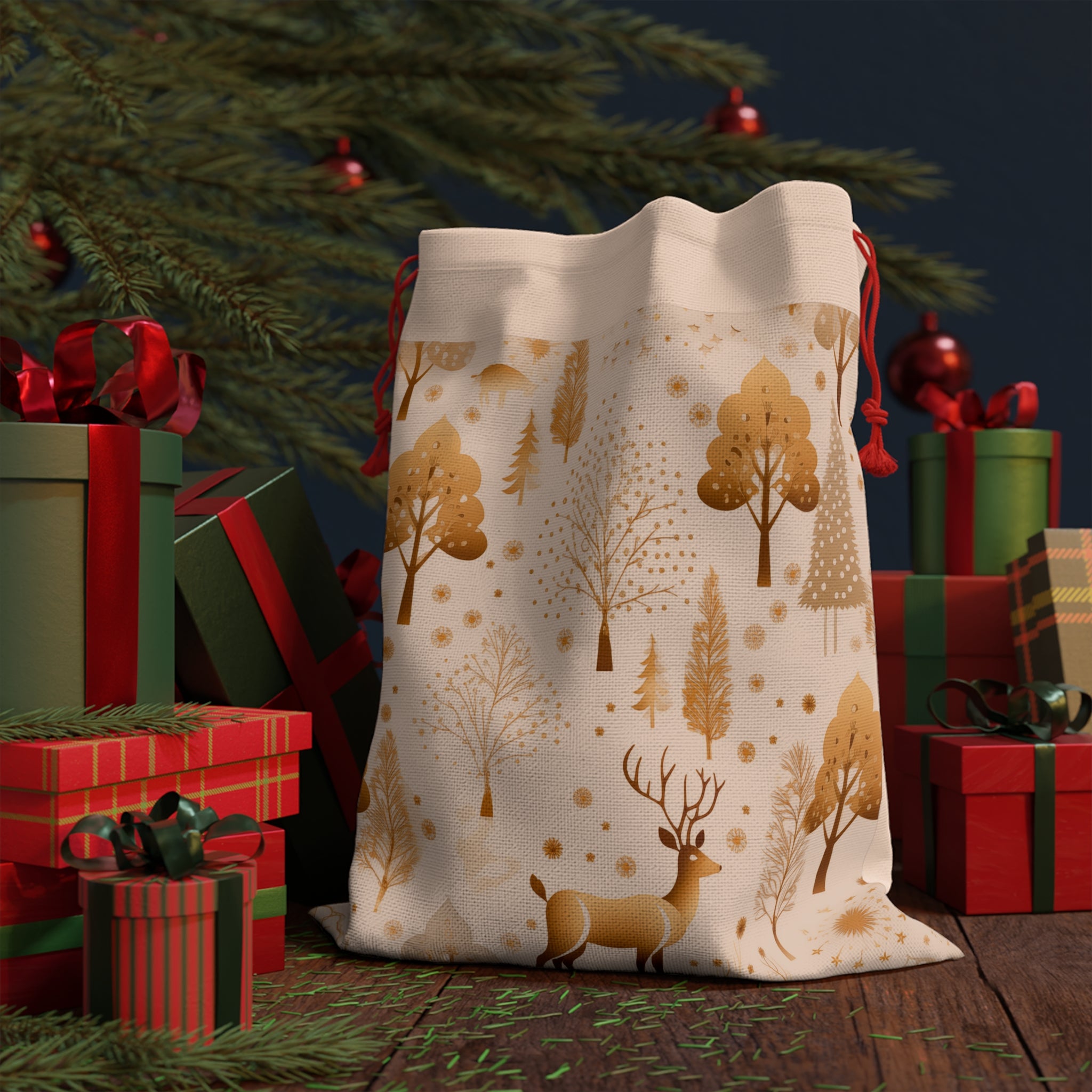 Golden Reindeer - Linen Bag